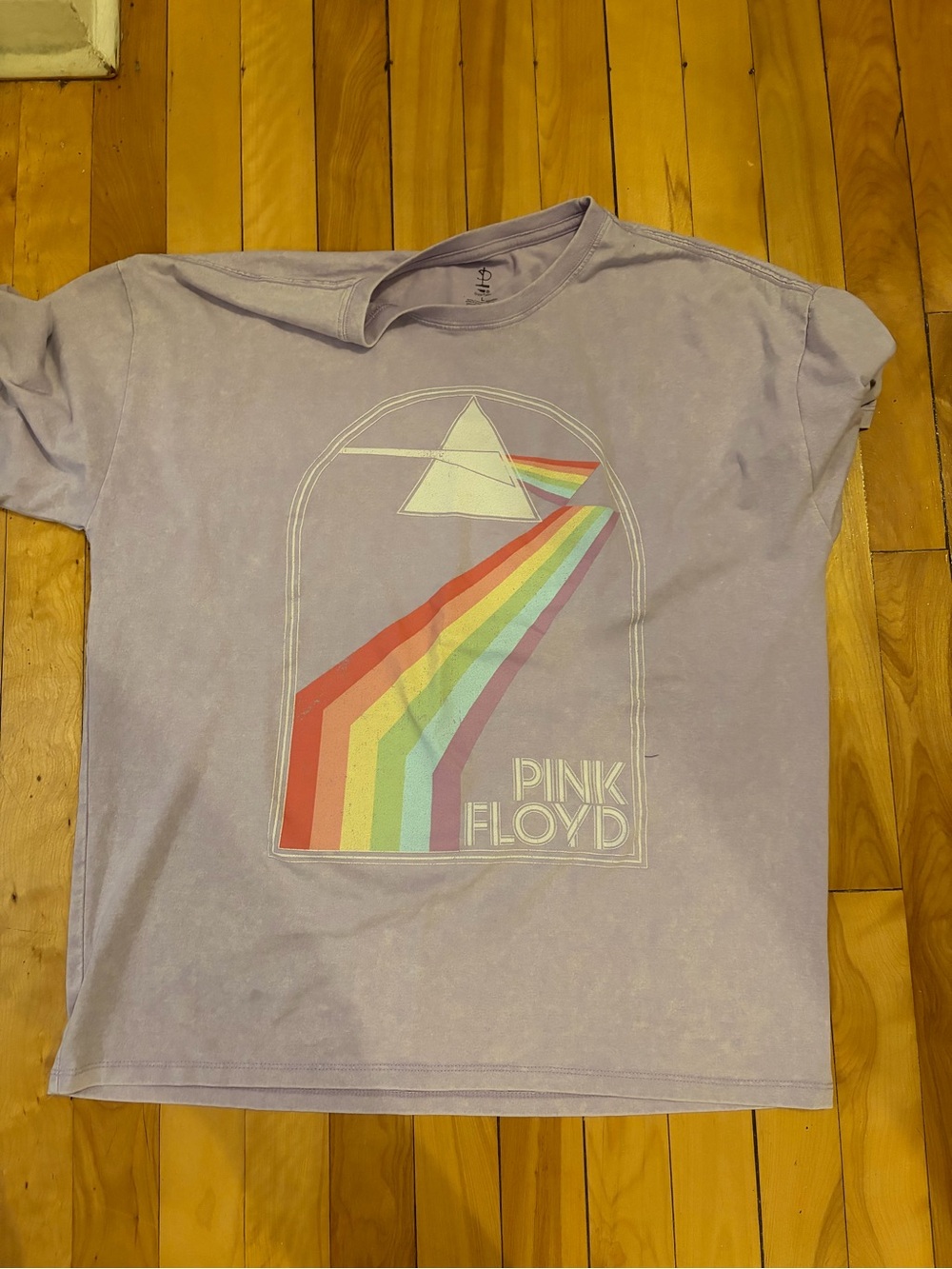 Pink Floyd Lavender Tee with Rainbow Prism Artwork